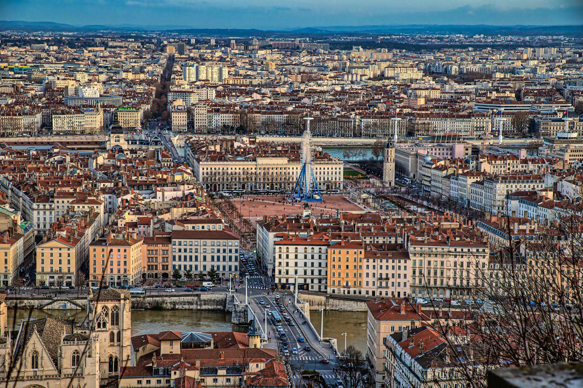 Vue aérienne de la Place Bellecour à Lyon